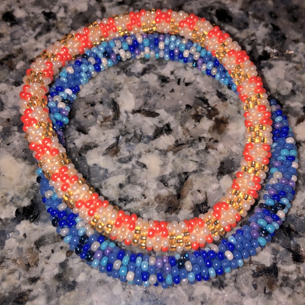 Roll-On Handmade Beaded Bracelets - Set of Two